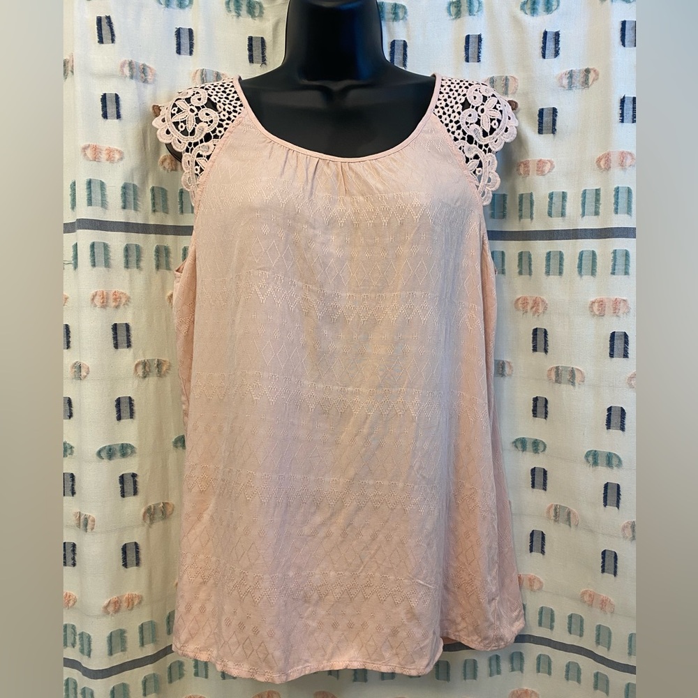Pink Lace Shoulder Top